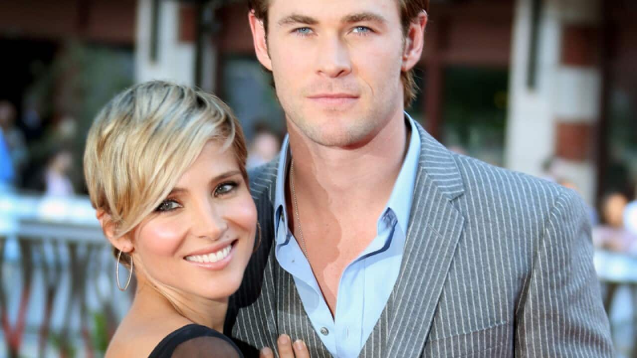 Australian actor Chris Hemsworth (R) and Spanish actress Elsa Pataky