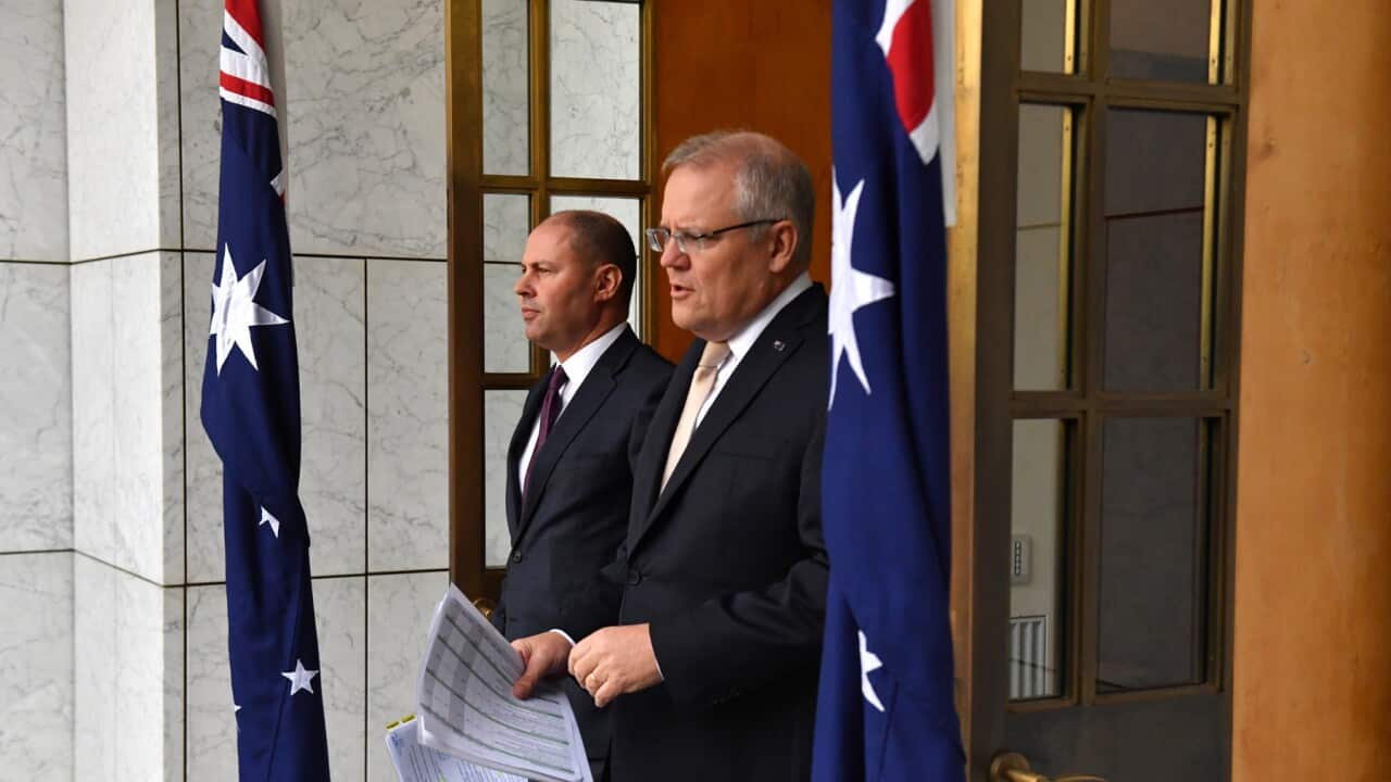 Prime Minister Scott Morrison with Tresurer Josh Frydenberg