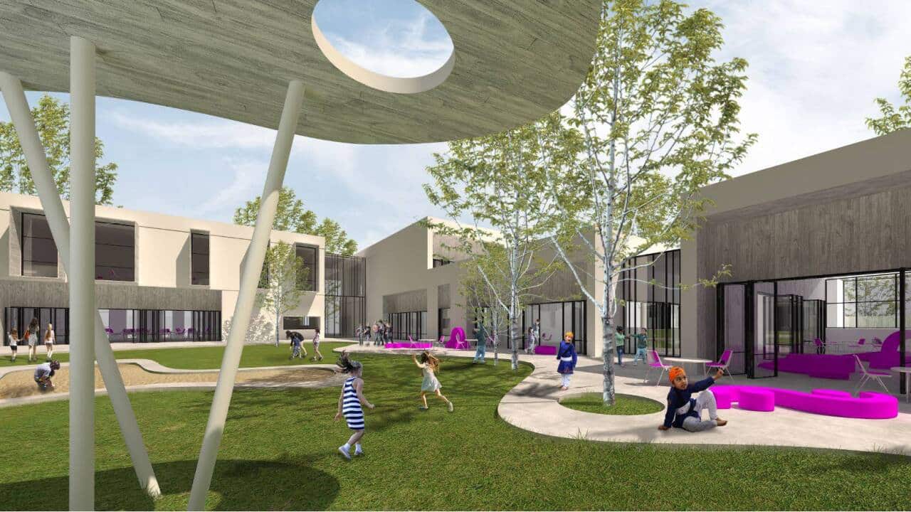 An artist's impression of the Sikh Grammar School in Rouse Hill, Sydney.