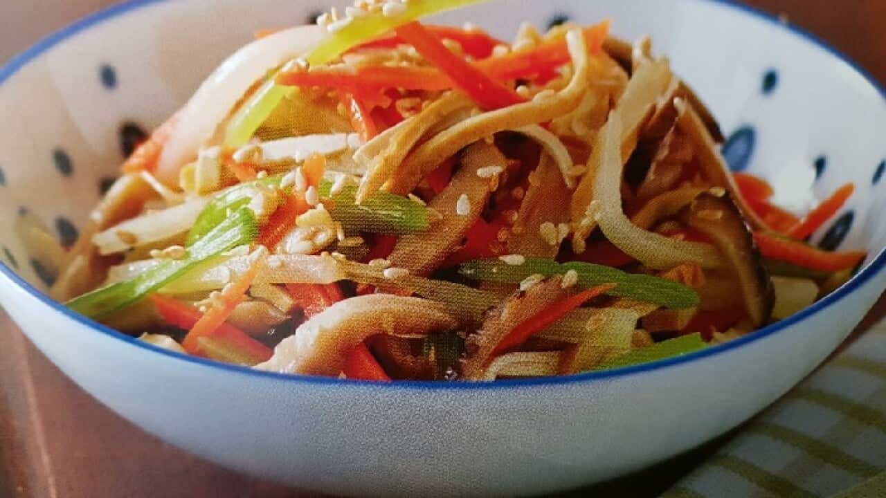 dried bean curd and veggie mixed