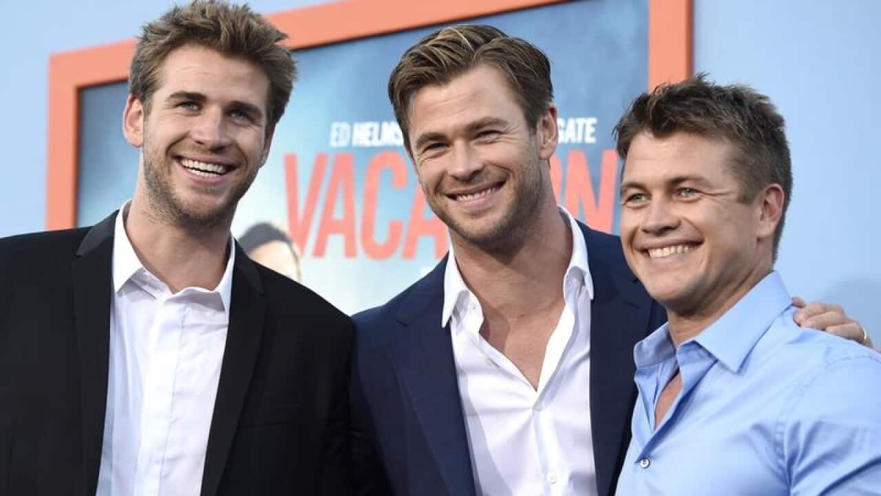 Liam Hemsworth, from left, Chris Hemsworth and Luke Hemsworth.
