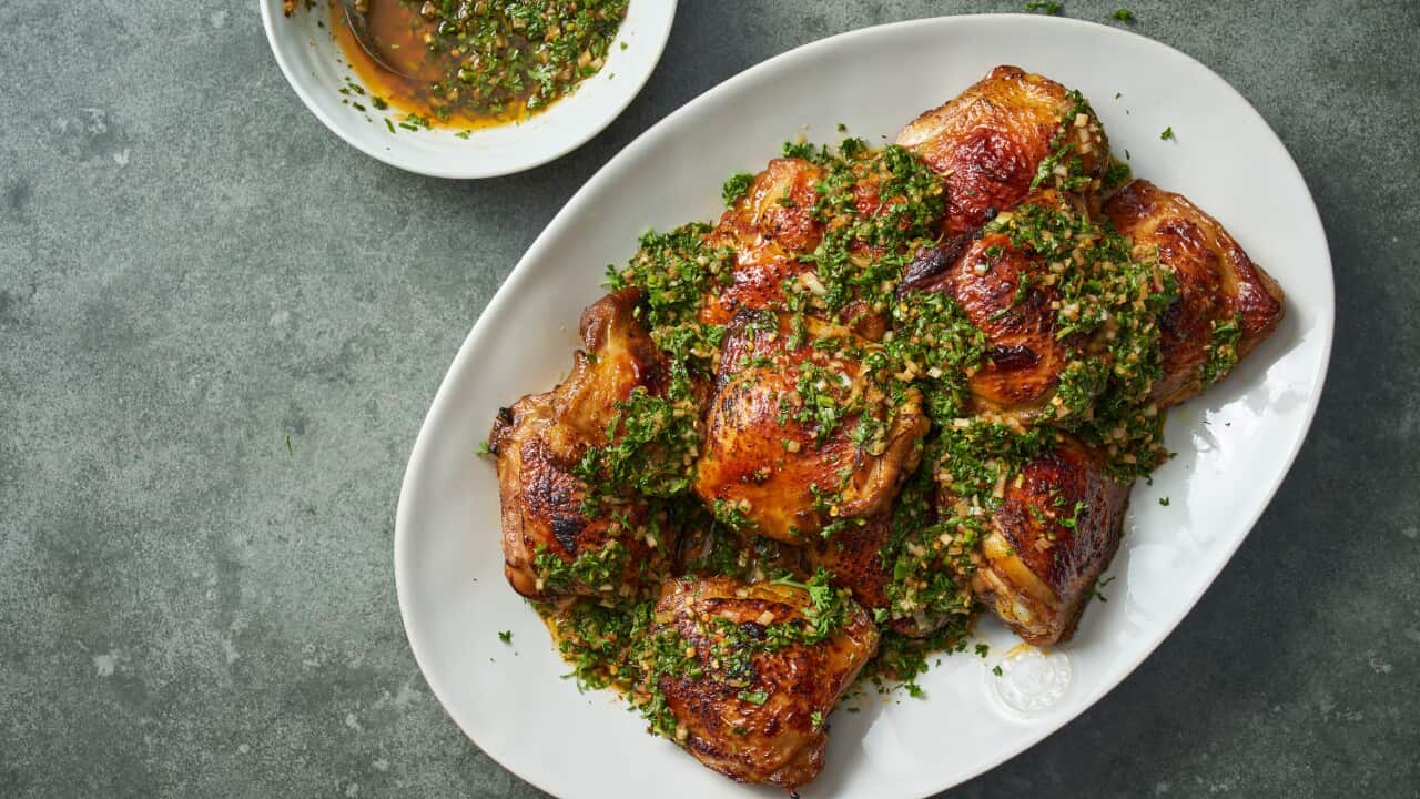 Grilled chicken with Thai-style chimichurri