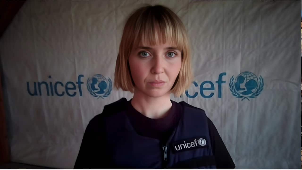 UNICEF worker Tess Ingram speaking to SBS from Gaza (SBS).png