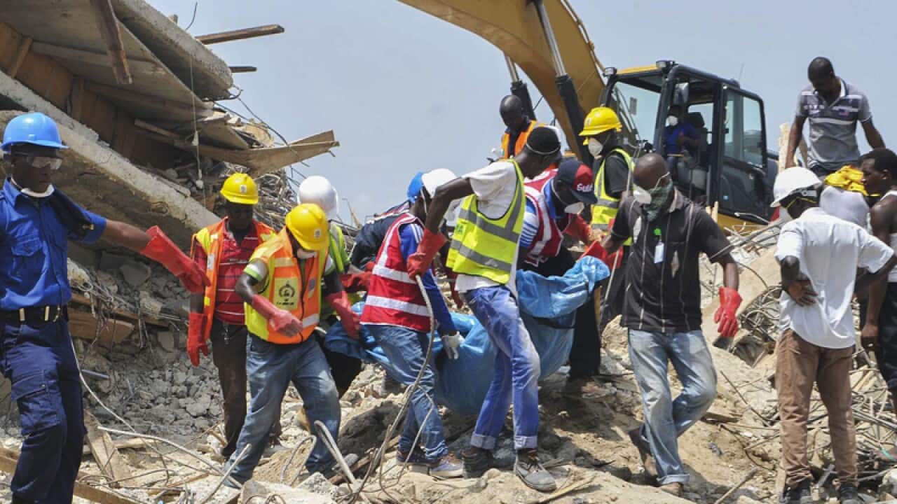 The collapsed five storey building in Lekki Garden