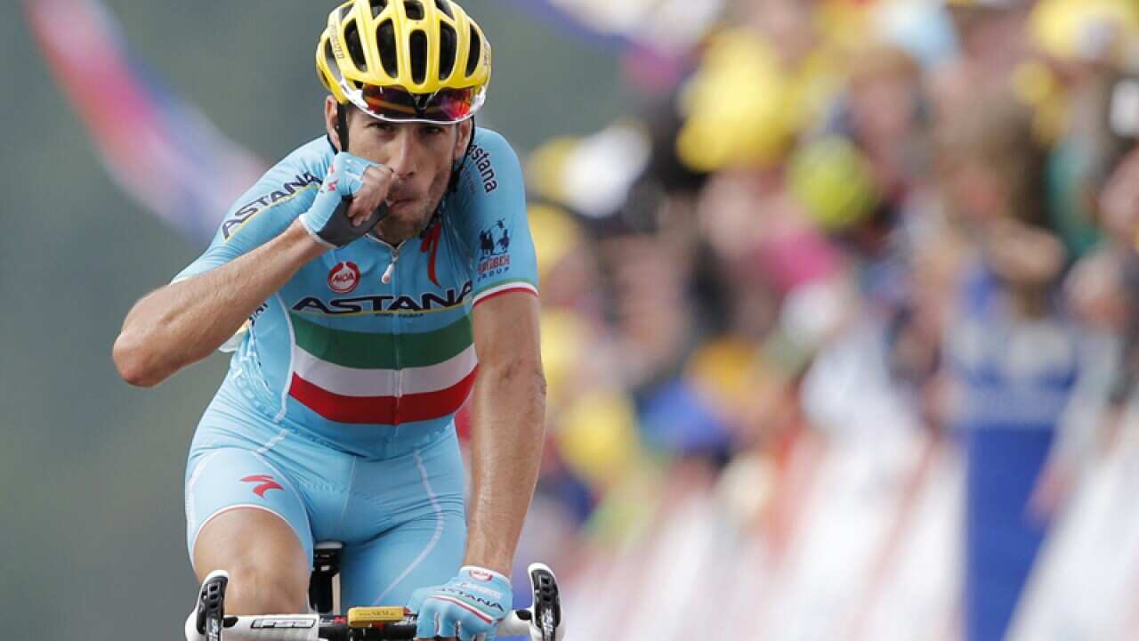 Vincenzo Nibali rides in the Tour De France.