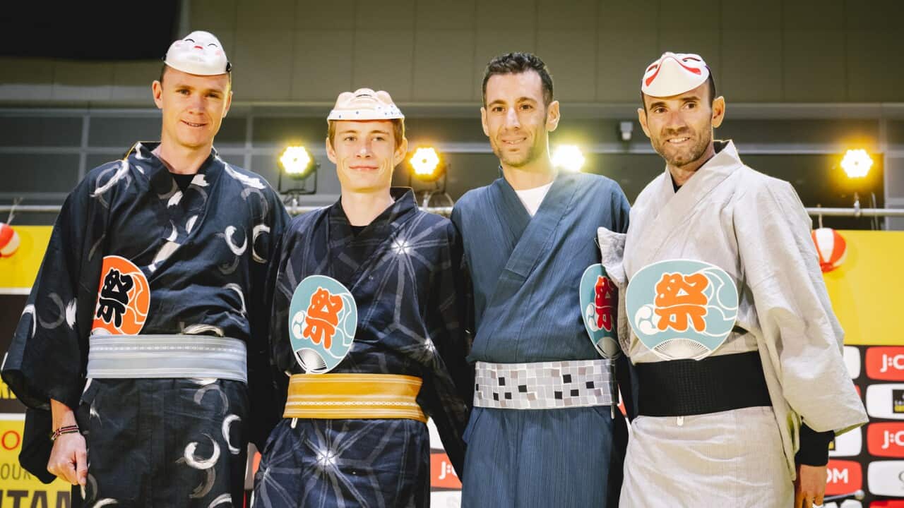 (L to R) Chris Froome, Jonas Vingegaard, Vincenzo Nibali and Alejandro Valverde.