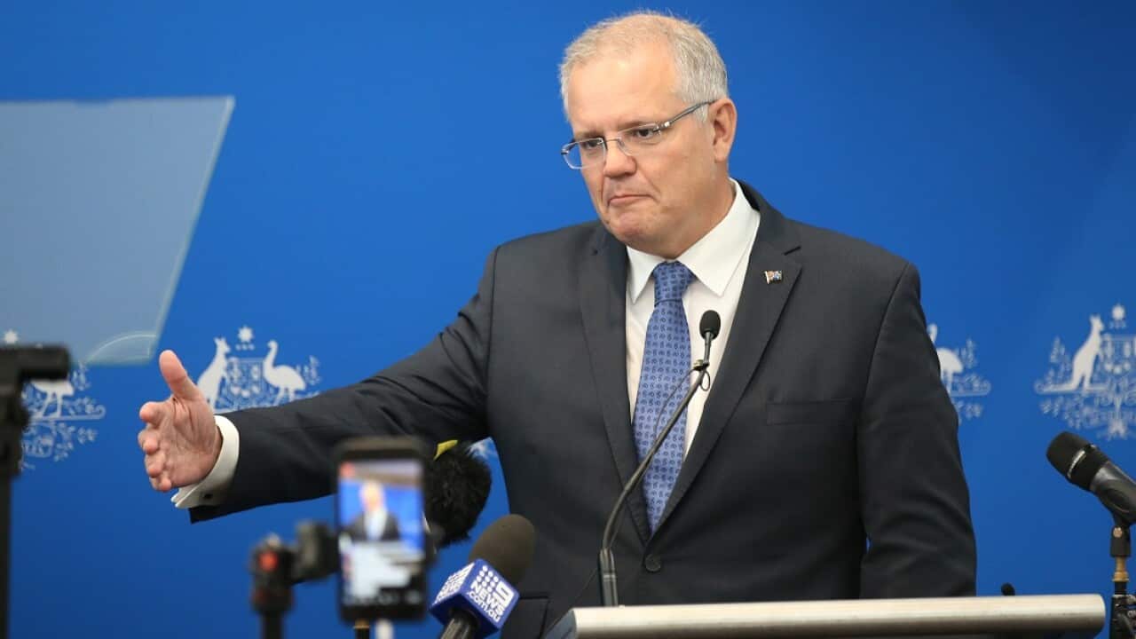 Australian Prime Minister Scott Morrison announces the government's climate package at a function in Melbourne, Monday, February 25, 2019. (AAP Image/David Crosling) NO ARCHIVING