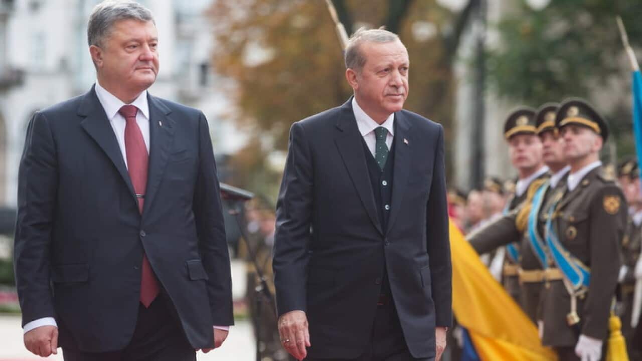 Recep Tayyip Erdogan with Ukraine Petro Poroshenko