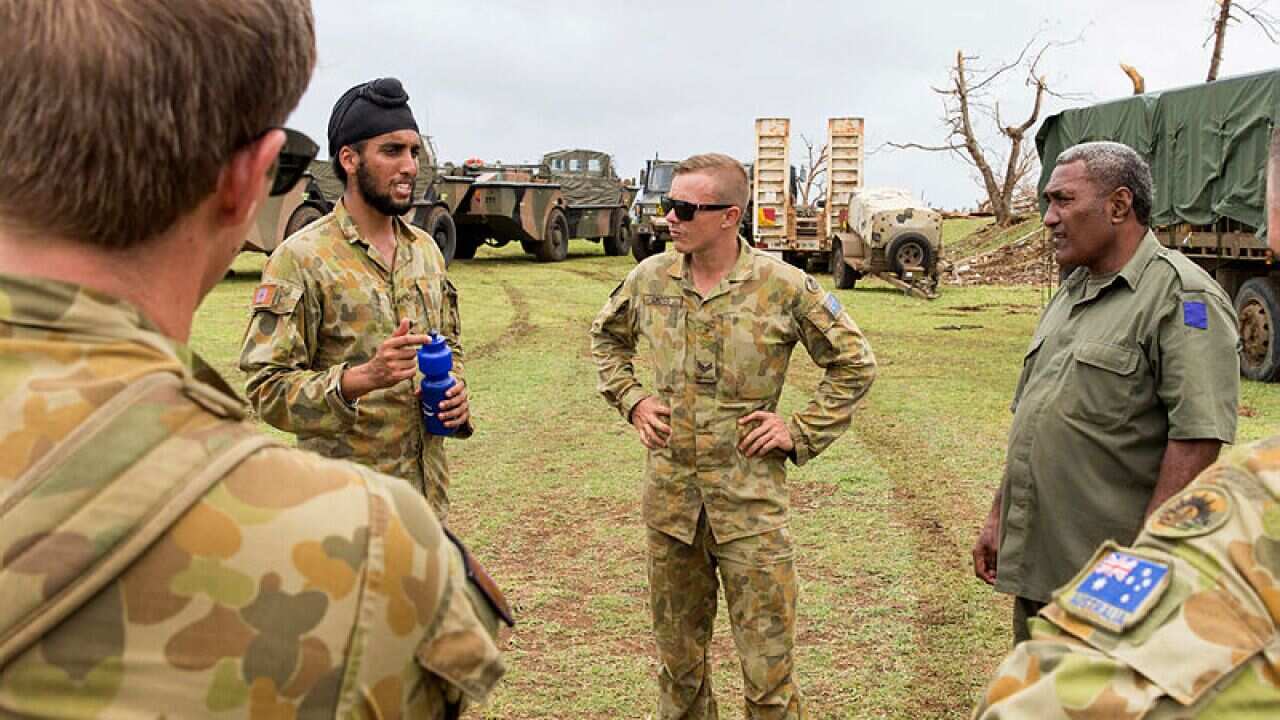 Captain Amrinder Singh Ghuman during Operation Fiji Assist