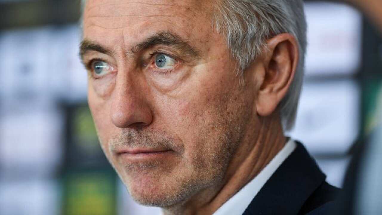 New Socceroos Head Coach Bert Van Marwijk during a press conference at the FFA Headquarters in Sydney, Thursday, February 1, 2018. (AAP Image/Brendan Esposito)