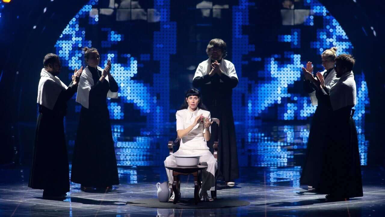 Konstrakta (In corpore sano) Serbia during the Eurvision Song Contest 2022, Second Semi-Final - Dress Rehearsal on May 11, 2022 at Pala Olimpico in Turin, Italy. Photo Nderim Kaceli.