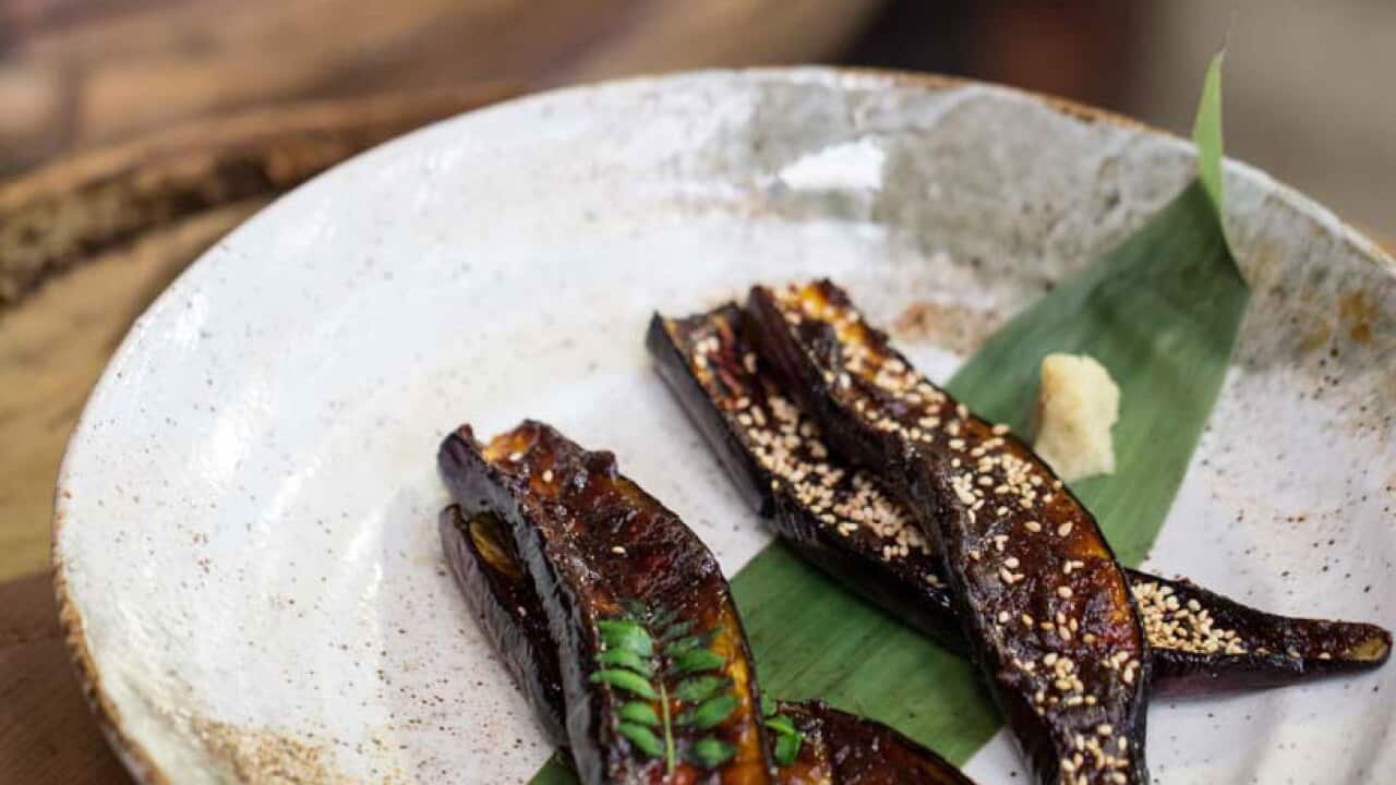 Misogrilled eggplant (dengaku nasu) SBS Food