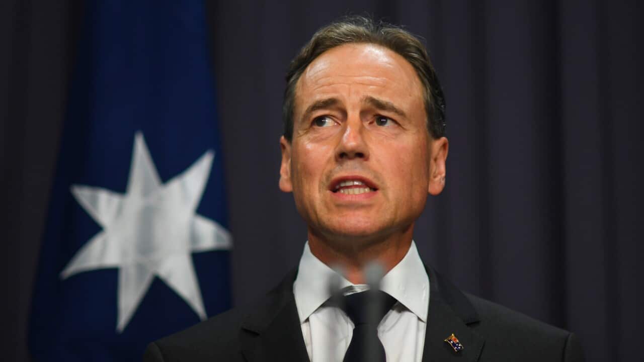 Australian Health Minister Greg Hunt speaks during a press conference updating on the novel coronavirus at Parliament House in Canberra, Tuesday, February 11, 2020.
