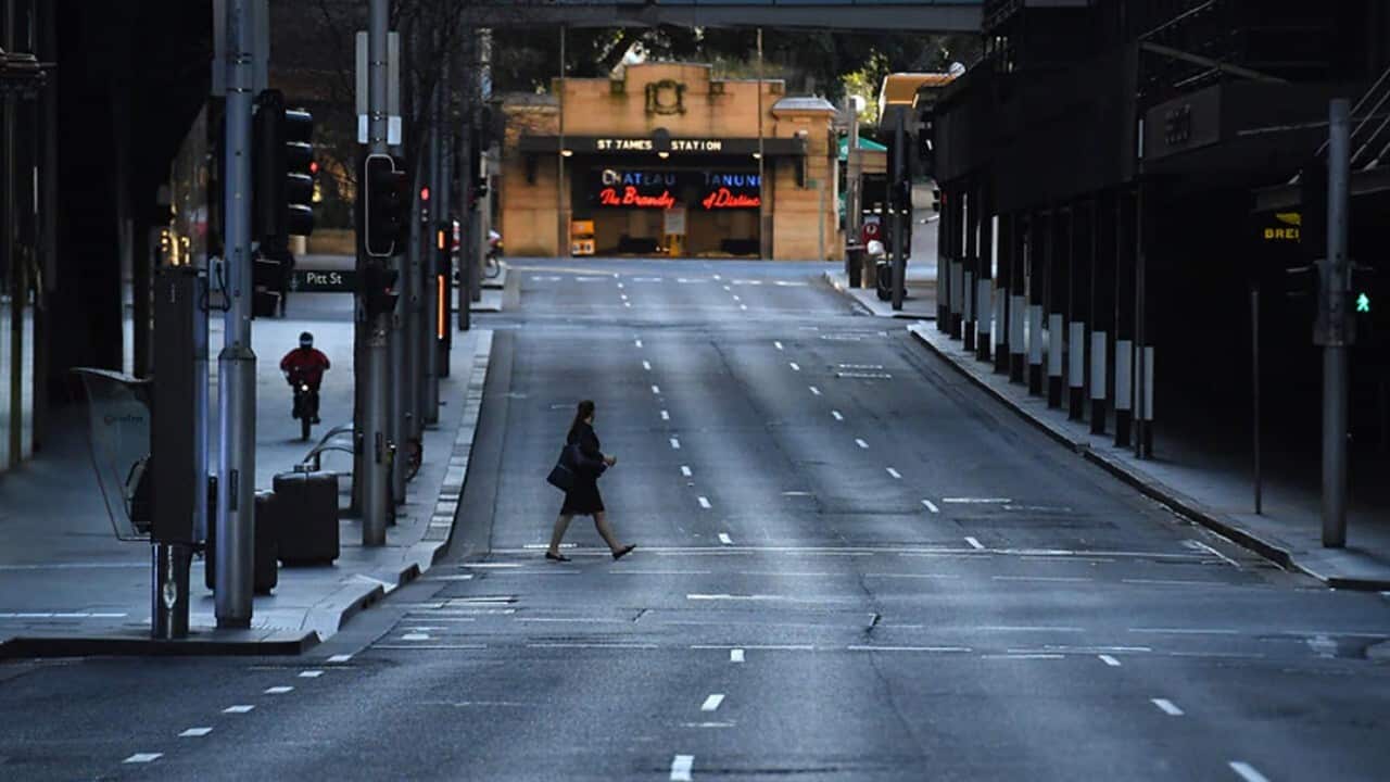 A near empty Market Street is seen in the central business district in Sydney, Thursday, July 29, 2021.