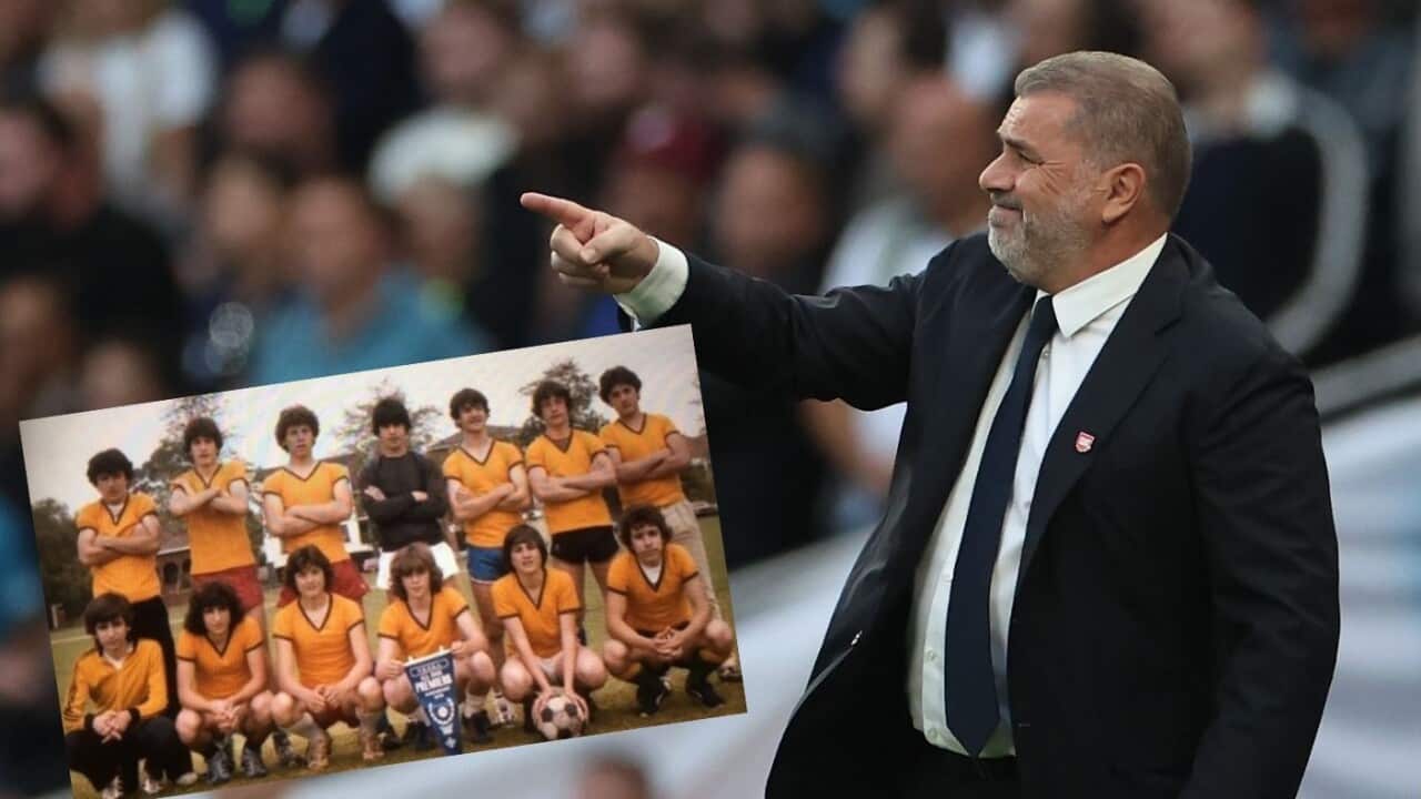 Ange Postecoglou at Spurs (Inset - his old school team) (AAP).jpg