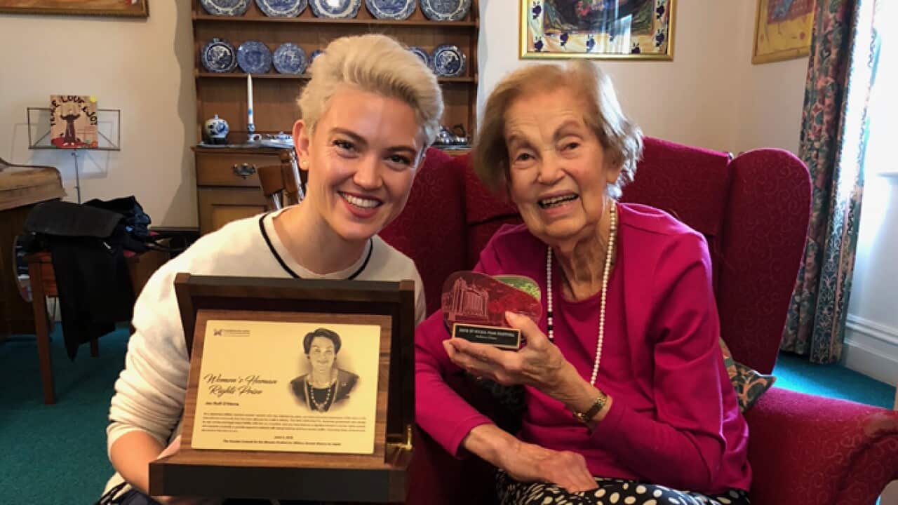 Ruby Challenger with her grandmother Jan Ruff-O'Herne