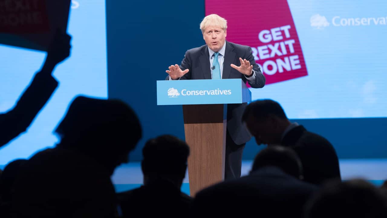 Prime Minister Boris Johnson delivers his speech during the Conservative Party Conference at the Manchester Convention Centre. PA Photo. Picture date: Wednesday October 2, 2019. See PA story TORY Main. Photo credit should read: Stefan Rousseau/PA Wire.