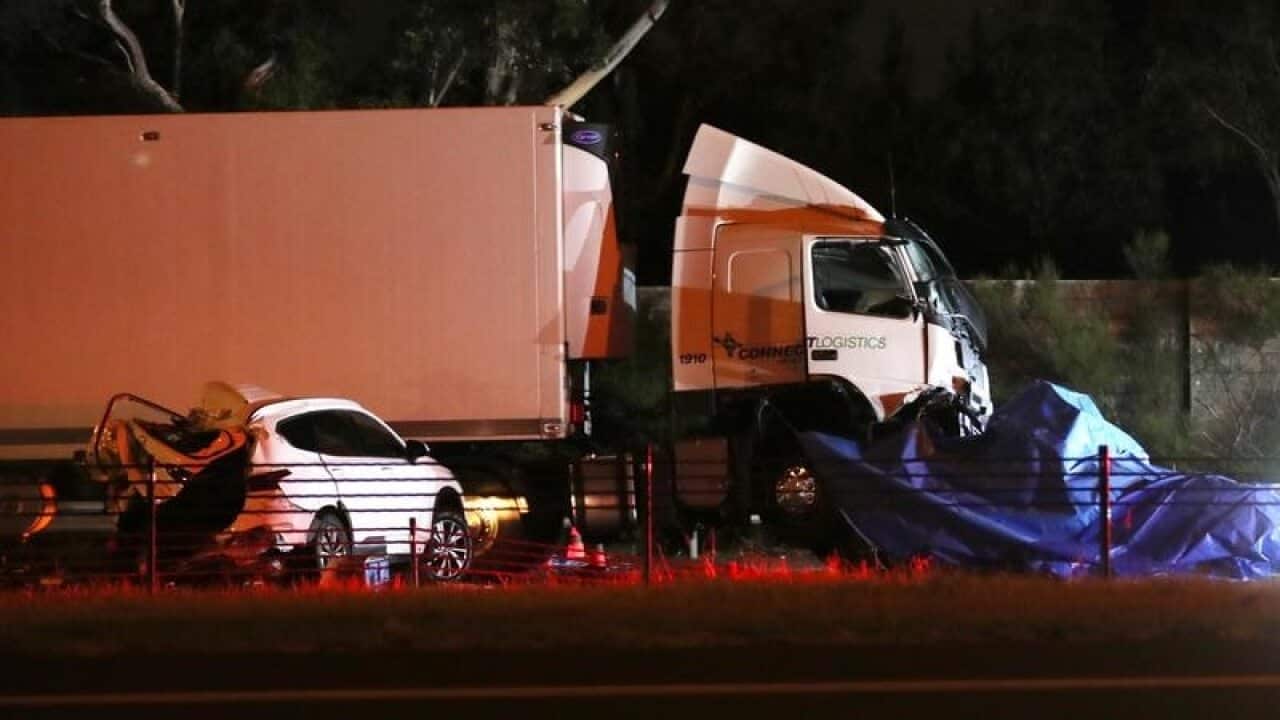 The scene of the crash on the Eastern Freeway