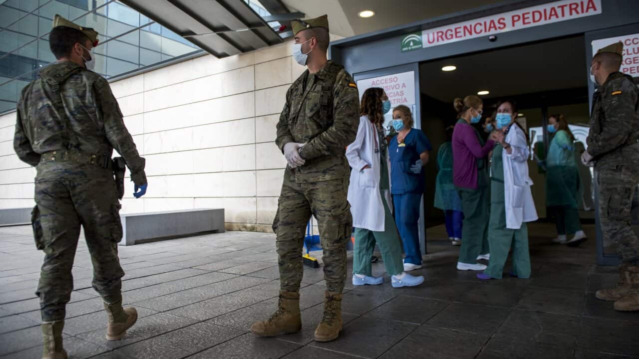 Members of La Legion of the Spanish army and health staff. 