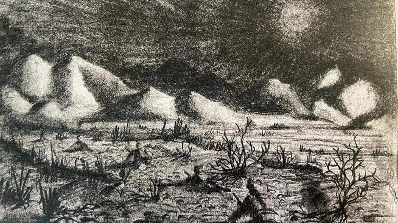 '아군 조명탄에 눈 속에 숨어있던 우리 위치가 노출됐다' 로저 스트링햄이 그린 한국 전쟁 연필스케치