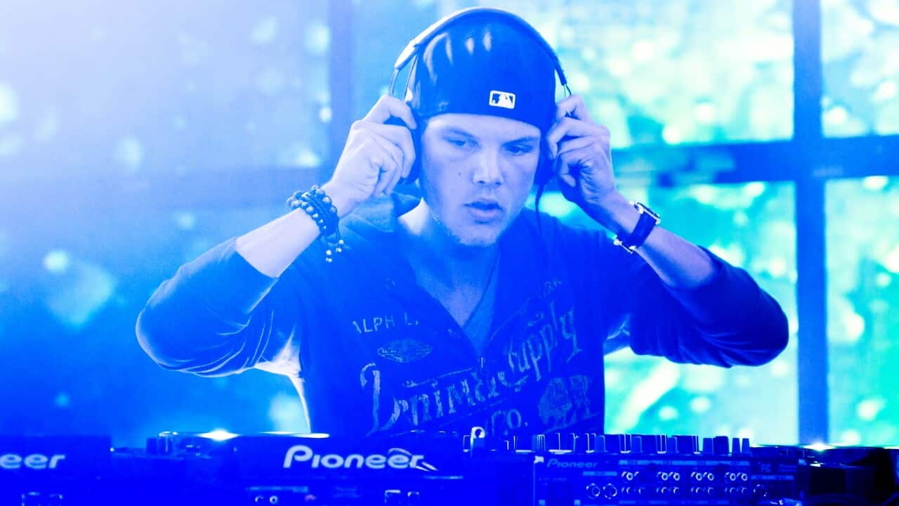 Avicii performs at the MLB Fan Cave on October 1, 2013 in New York City.  