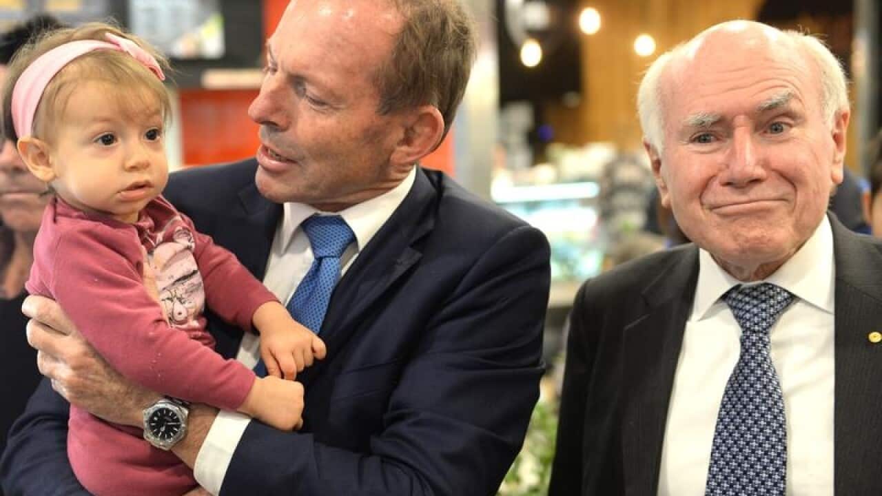 Former Australian prime ministers John Howard and Tony Abbott