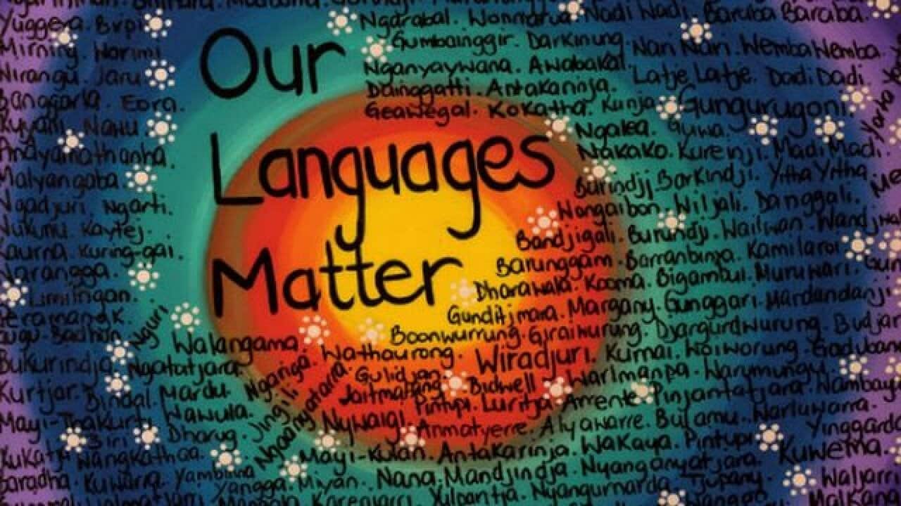 "Your Tribe, My Tribe, Our Nation,' Wiradjuri artist Joanne Cassady wins the 2017 NAIDOC poster competition "Our Language Matters."