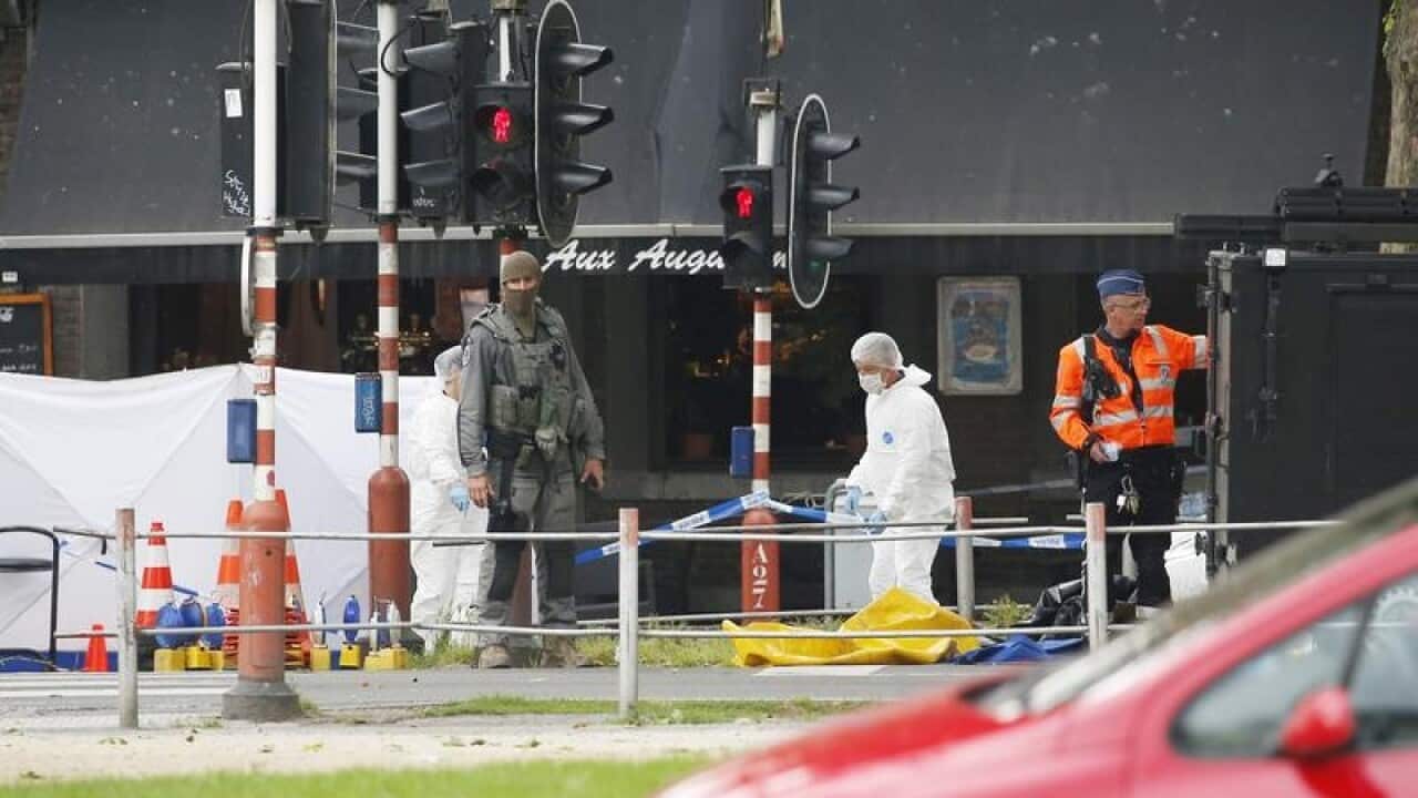 Police at the scene following the incident