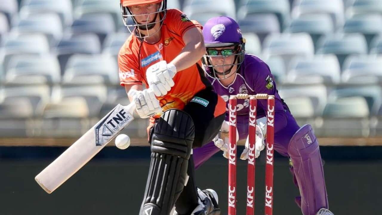 Elyse Villani of the Scorchers plays a shot