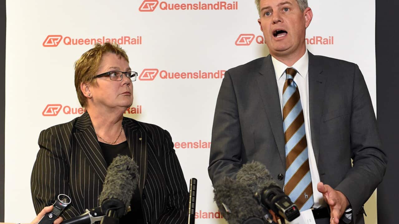 Queensland transport minister Stirling Hinchliffe (R)