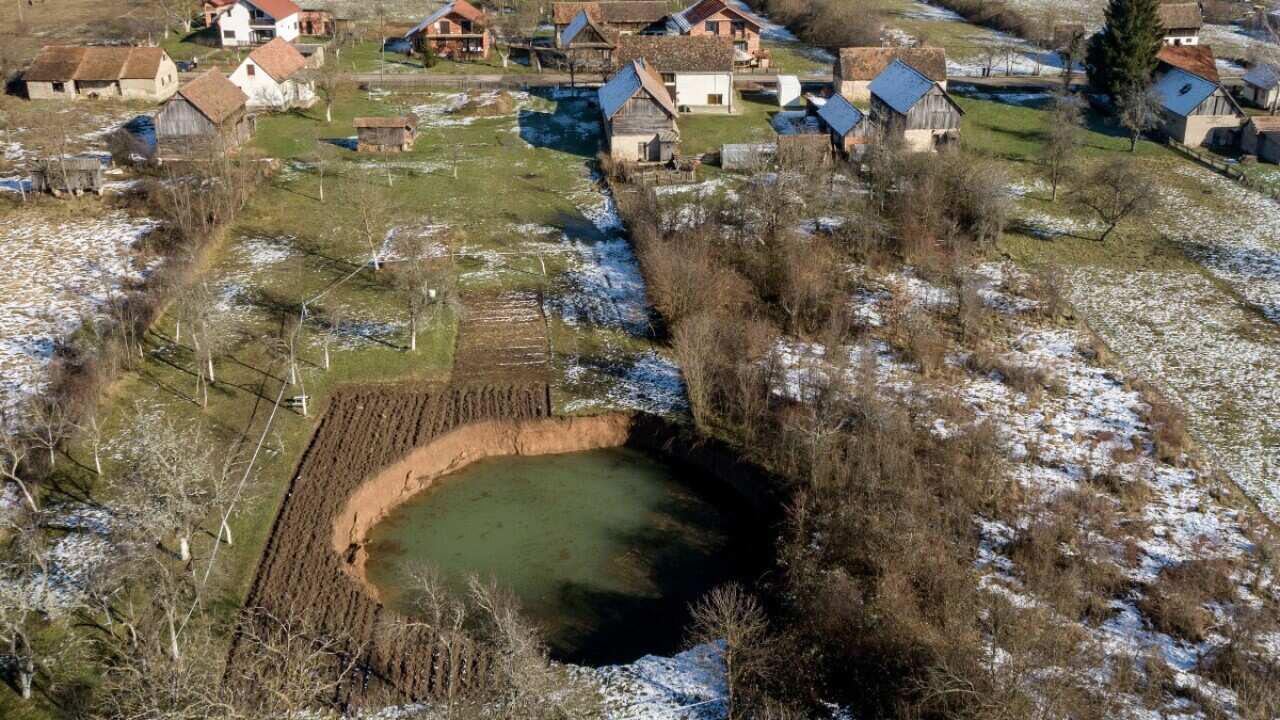sinkholes in the area of Mecencani, Croatia’s earthquake-affected area , in Sisak-Moslavina County,