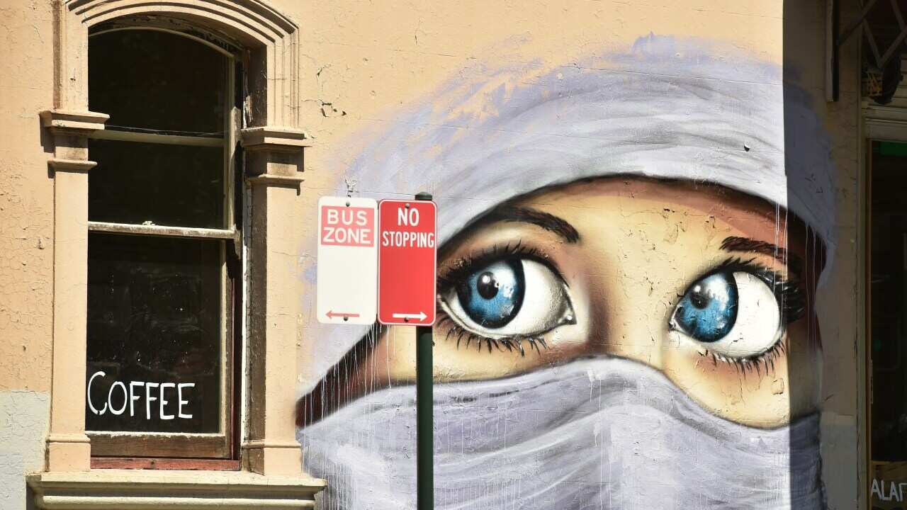 Mural of Muslim woman