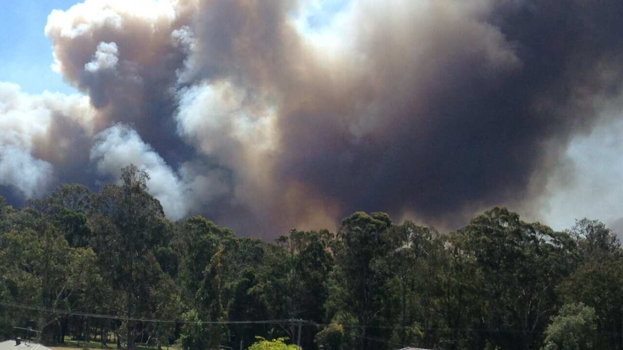 A Twitter image obtained Sunday, Nov. 6, 2016 of the fire moving towards Abernethy, near Cessnock in the Hunter Valley. 
