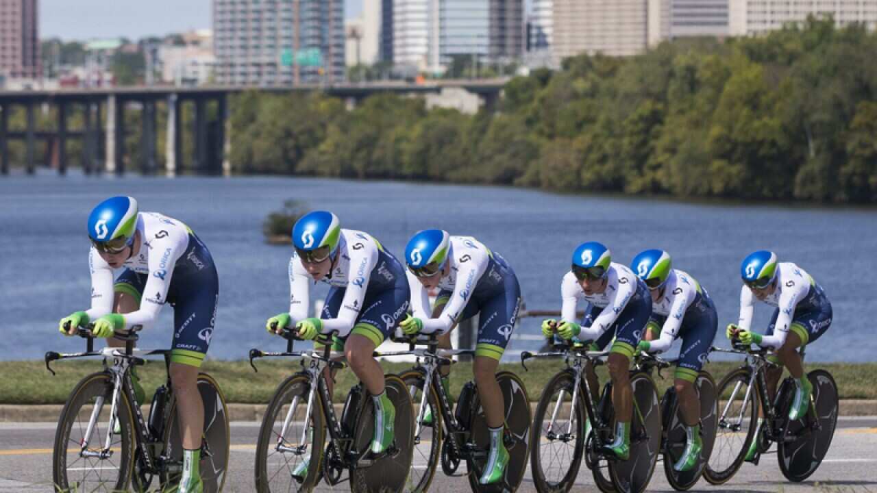 The Australia Orica cycling team at the Women's Road championship