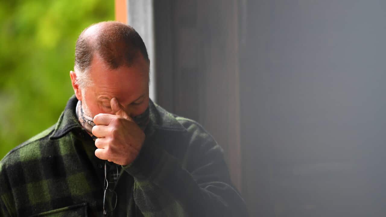 Shane Wall father of William Wall looks on during a press conference at the Warburton Police Station in the Yarra Ranges, Victoria