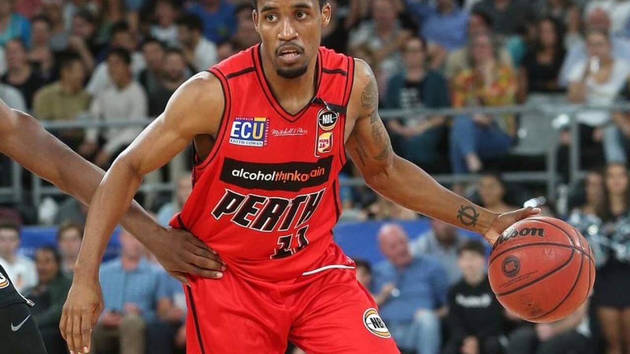 A file image of Bryce Cotton of Perth in action on court in Melbourne.