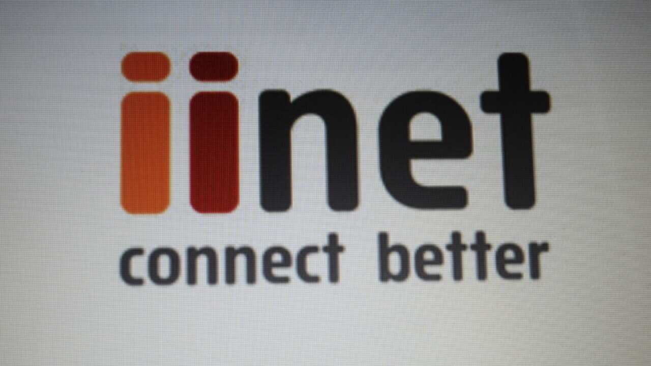 The logo of internet service provider iiNet on a computer in Canberra