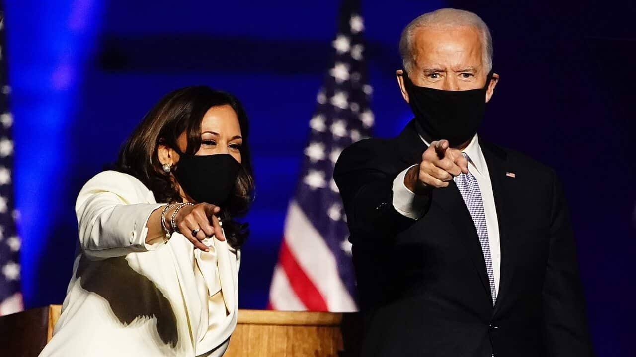 Vice President-elect Kamala Harris and President-elect Joe Biden after being declared the winners in the 2020 presidential election.