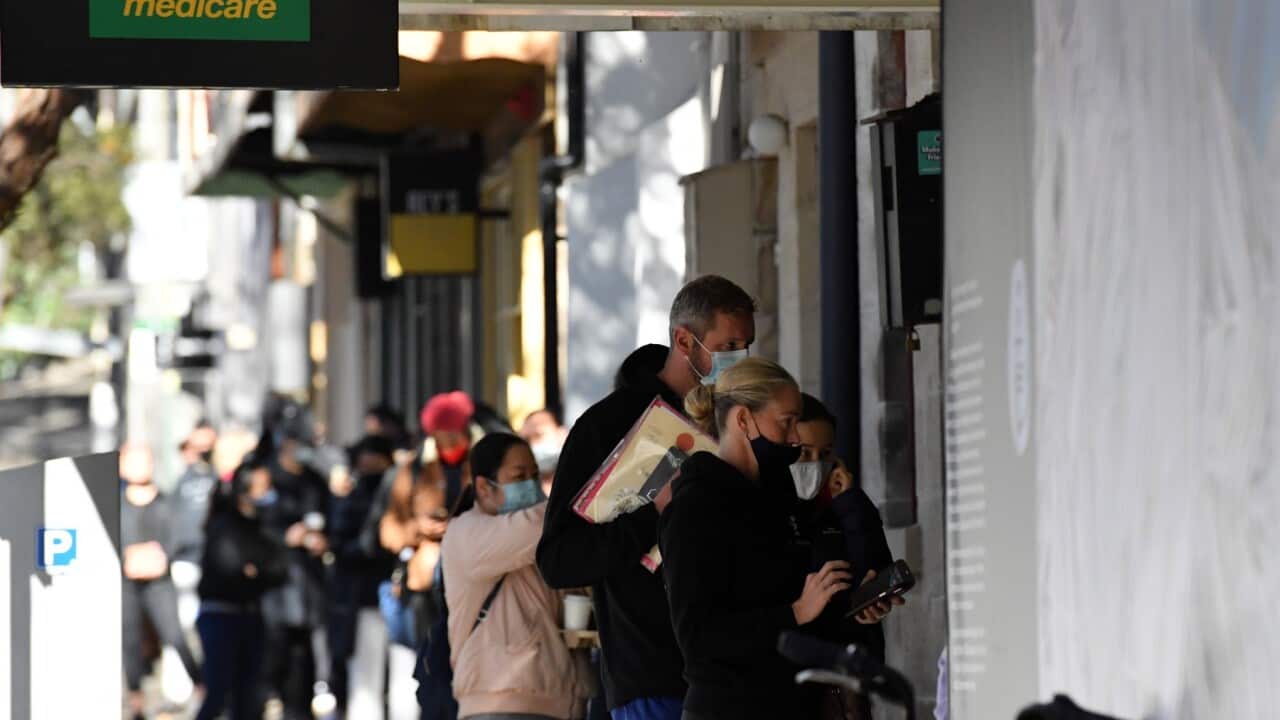 People queuing outside Centrelink