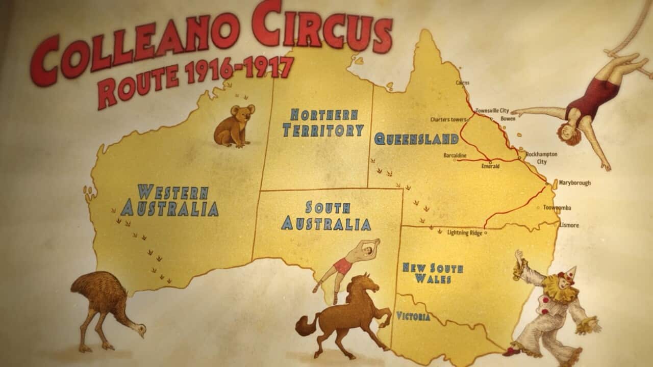 Colleano Circus route 1916–1917 Australia.jpg