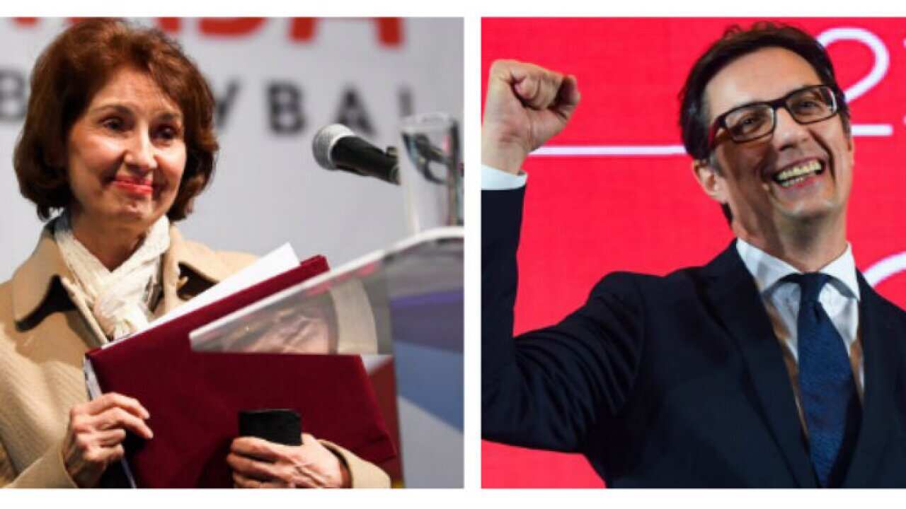 Macedonian presidential candidates Gordana Siljanovska-Davkova and Stevo Pendarovski