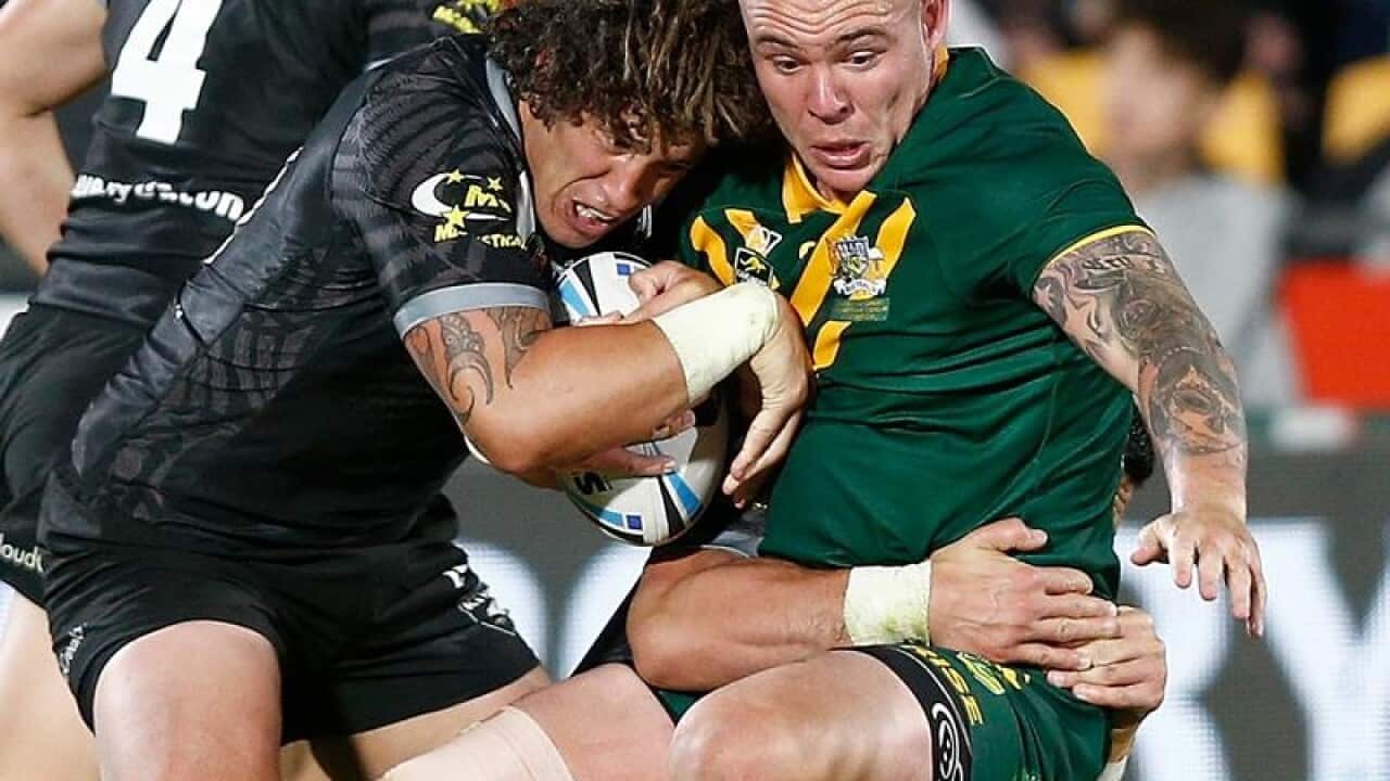 New Zealand rugby league star Kevin Proctor (L)