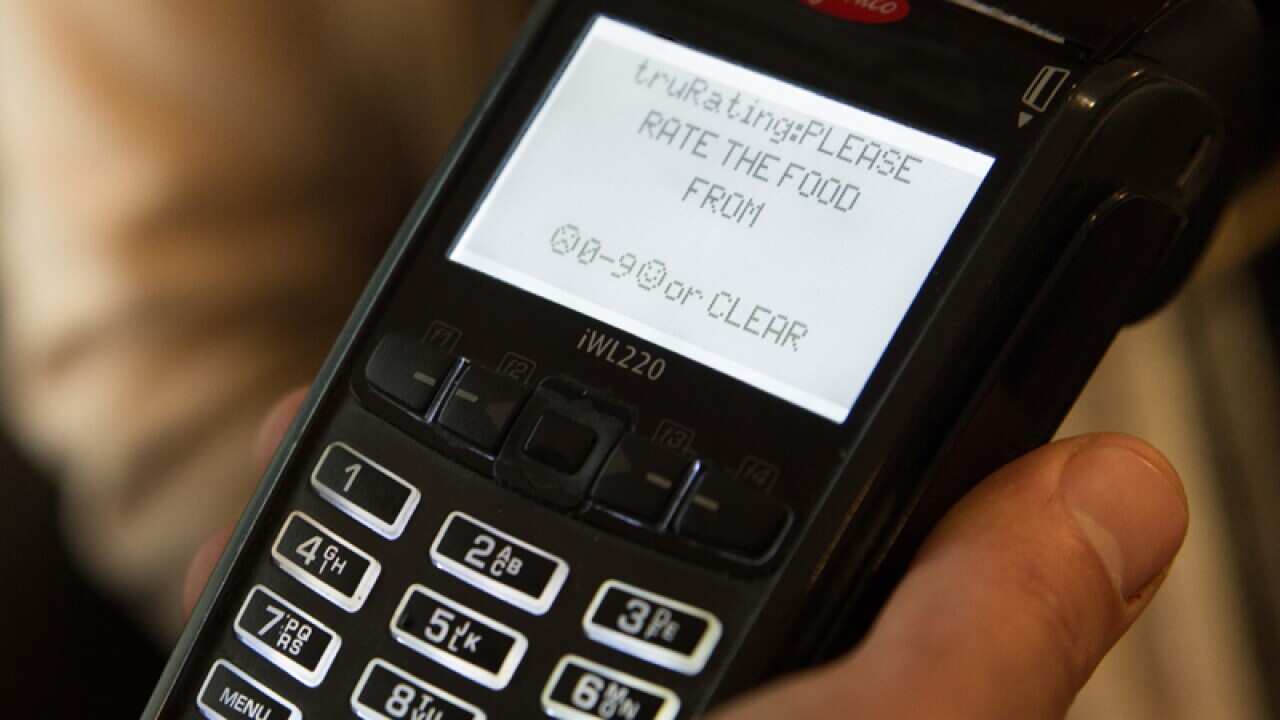 a customer using an EFTPOS terminal.