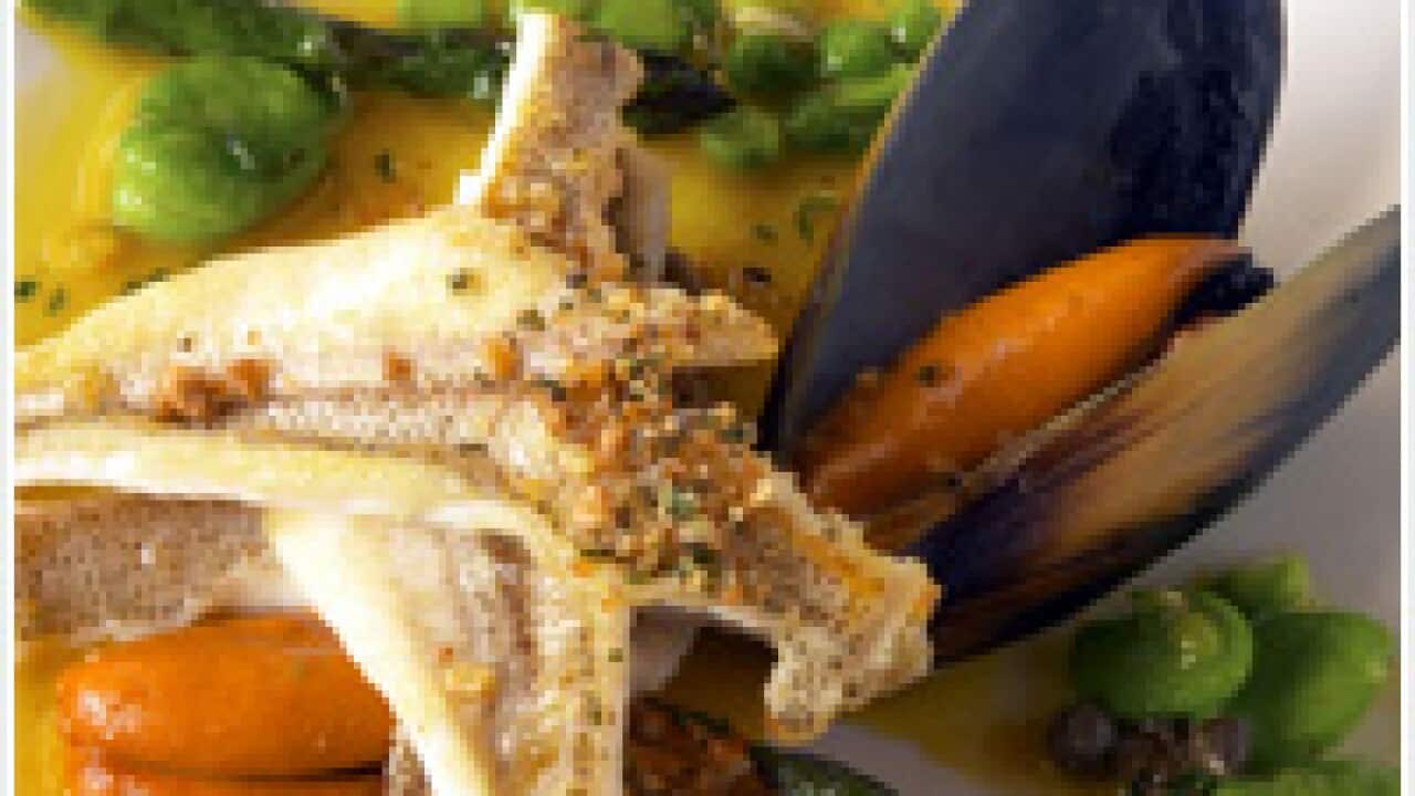 Sand whiting with saffron reduction