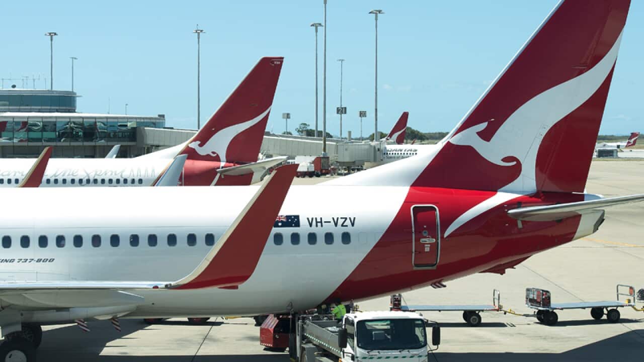 Qantas aircraft are seen at Brisbane's Airports