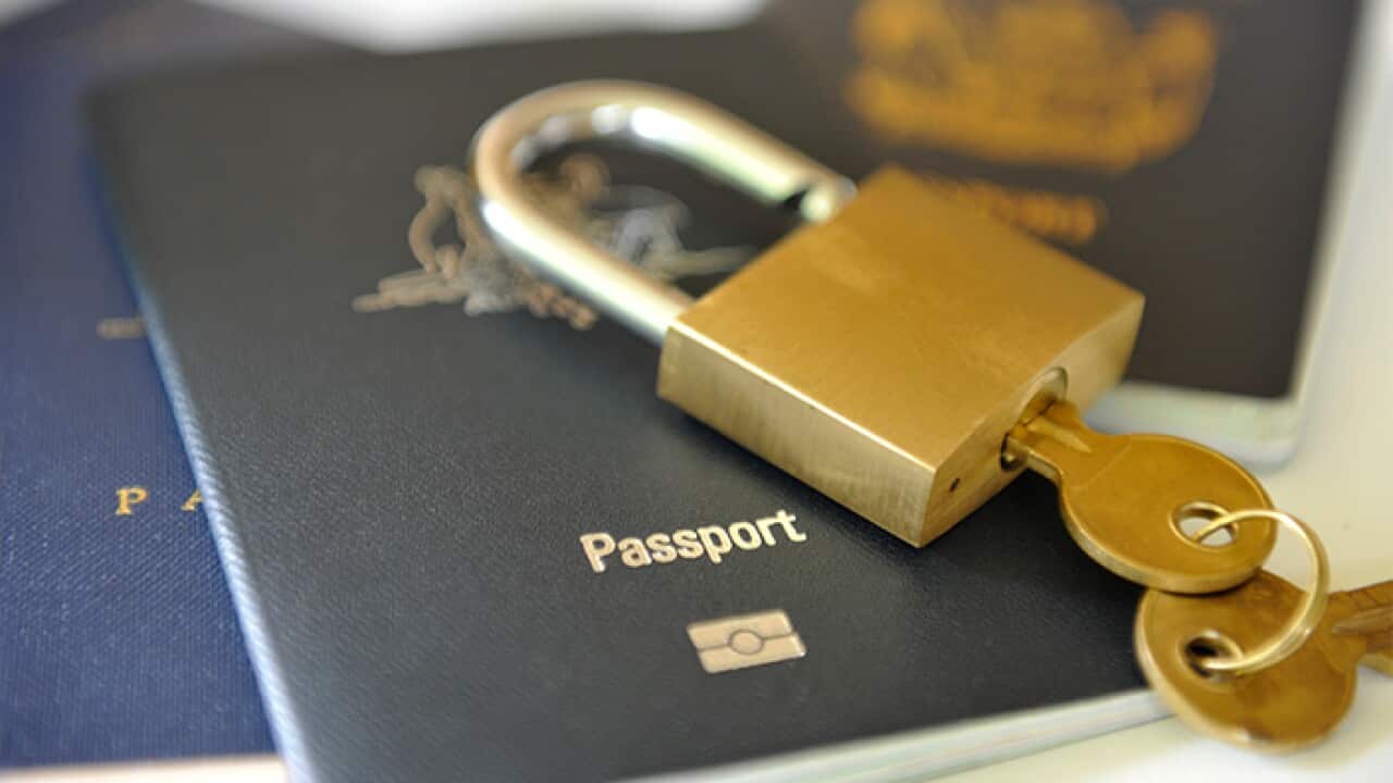 Australian passport and a lock