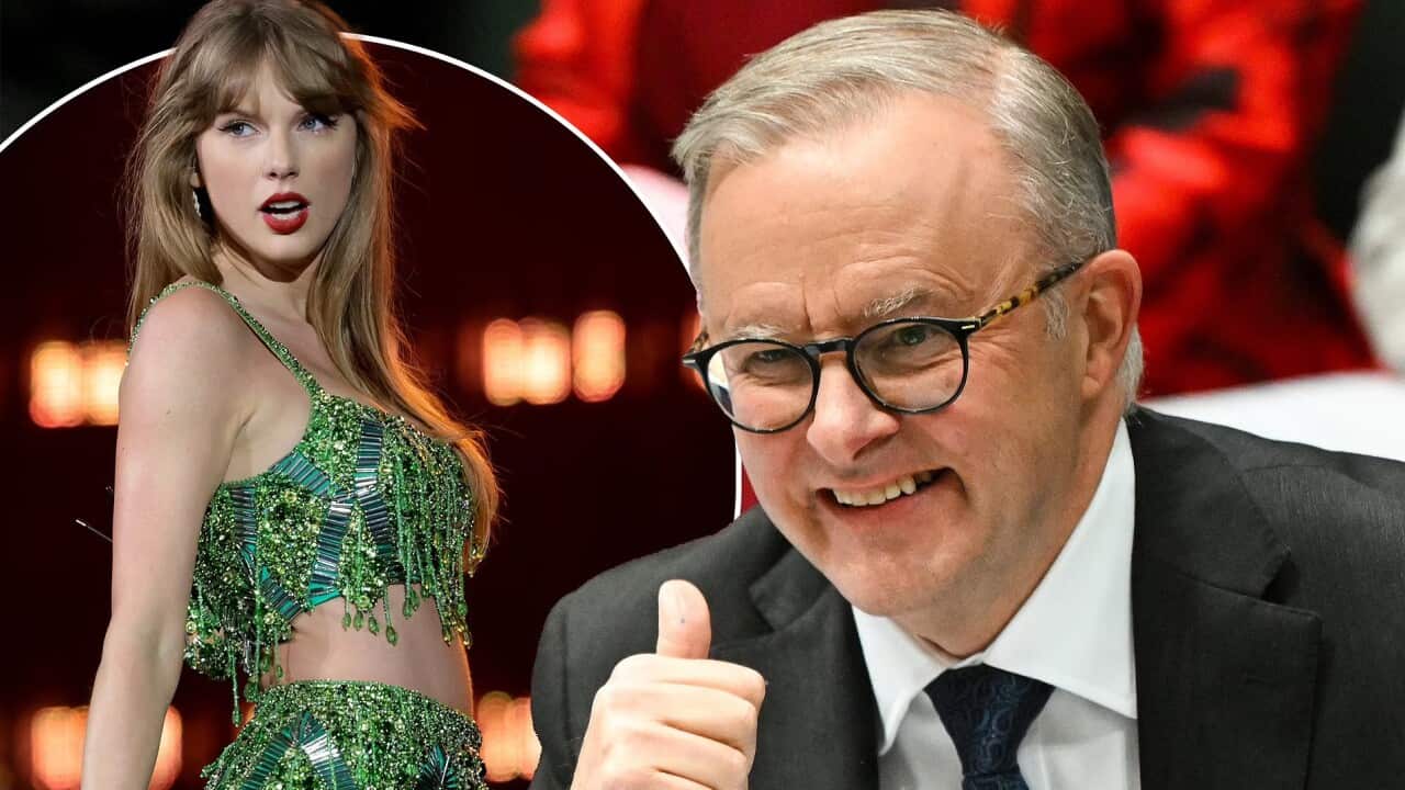 Anthony Albanese has attempted a viral TikTok dance Taylor Swift's The Fate of Ophelia at Nova 100 studios in Melbourne.