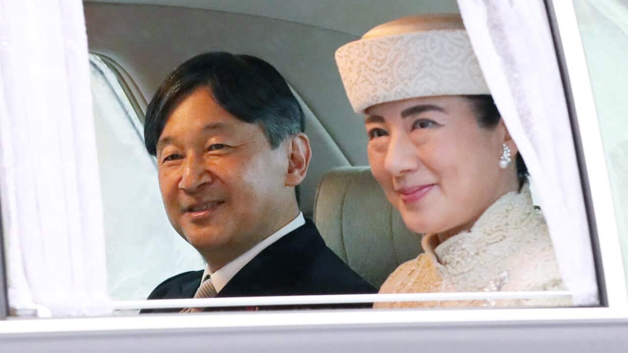 Japan's Crown Prince Naruhito (L) and Crown Princess Masako leave the Imperial Palace in Tokyo, Japan, 30 April 2019.