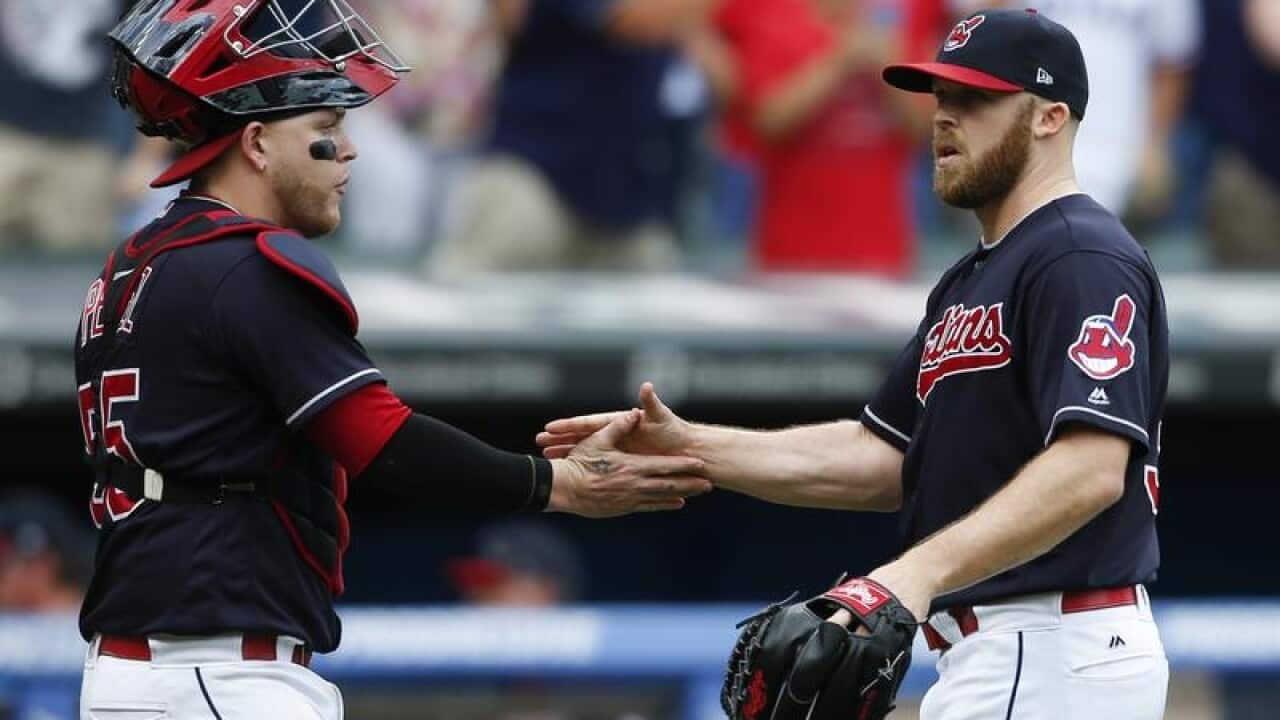 Roberto Perez, left, and Cody Allen c