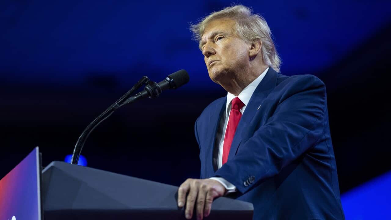 Former President Donald Trump speaks at the Conservative Political Action Conference in March (AAP)